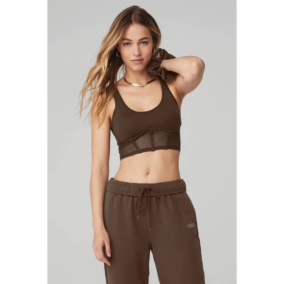 Alo Yoga Airbrush Mesh Corset Tank Expresso M - Picture 2 of 8